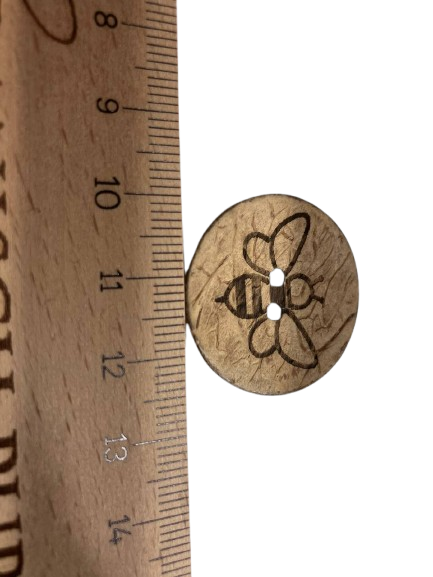 Knopf Kokosnuss - Honigbiene 28mm