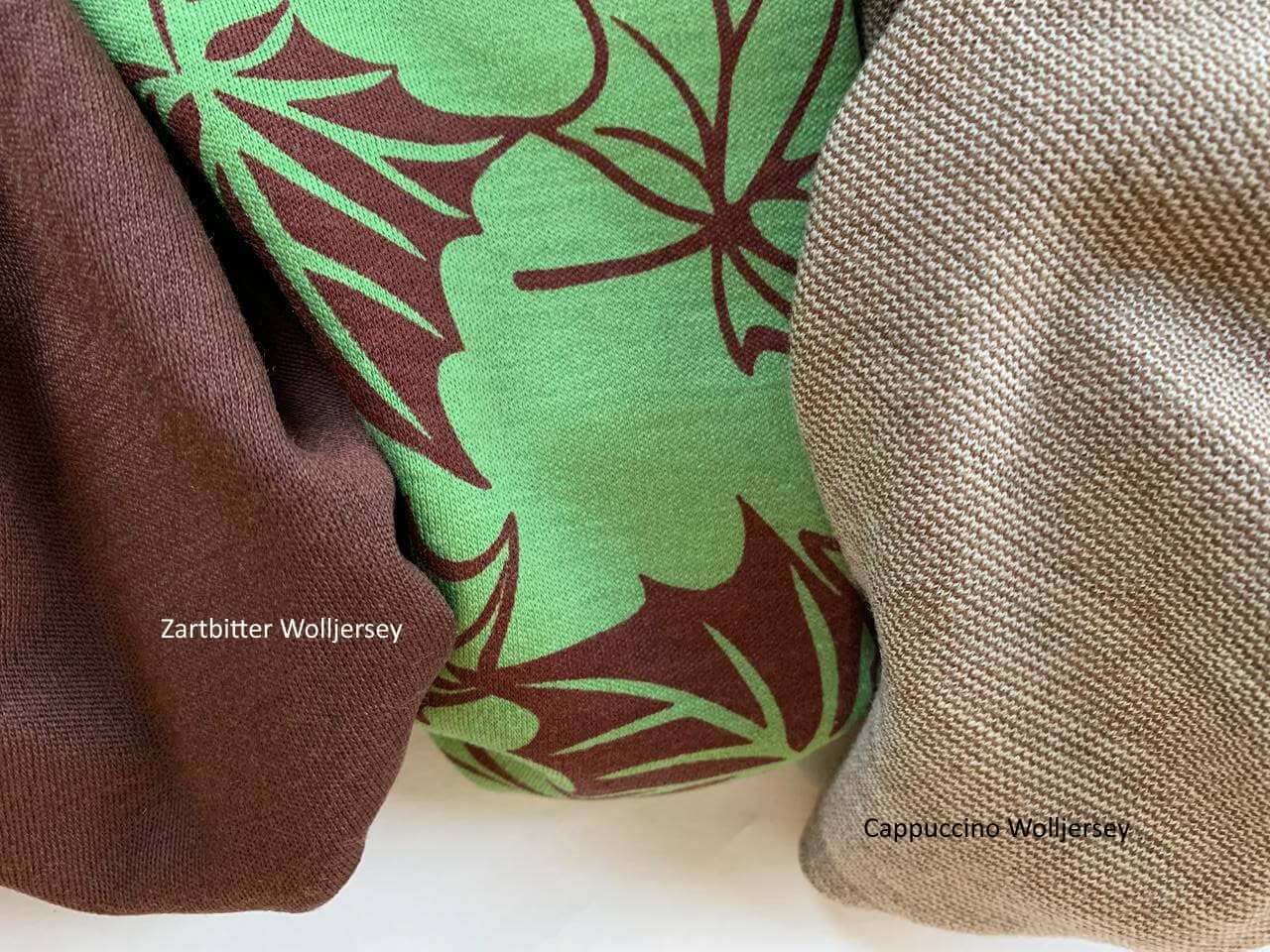 Fall Leaves (Thicker) Organic Wool Jersey in Avocado Guacamole (Merino, kbt, mulesingf