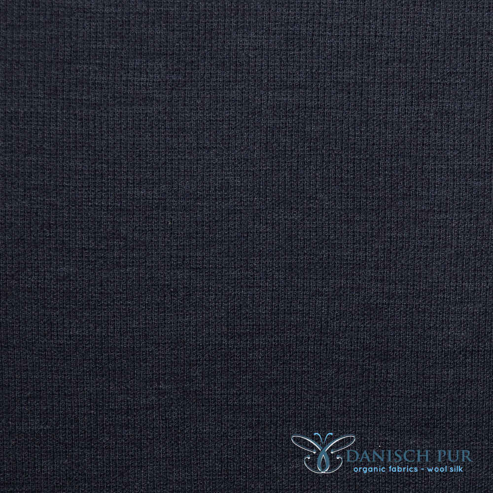 Bio Wollbündchen Kohlrabenblau (kbt, mulesingfrei) Rippe im Schlauch