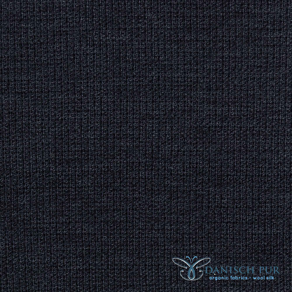 Bio Wollbündchen Kohlrabenblau (kbt, mulesingfrei) Rippe im Schlauch