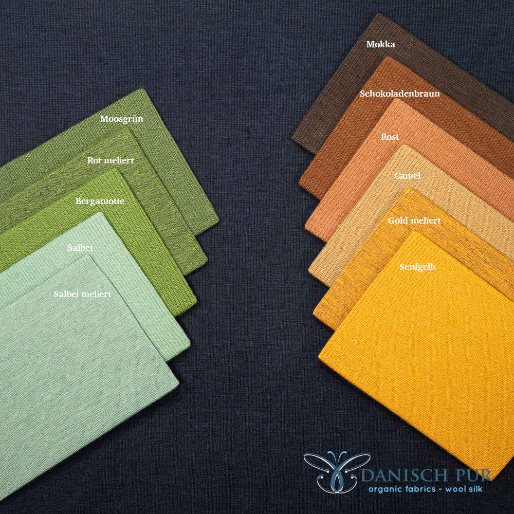 Bio Wollbündchen Kohlrabenblau (kbt, mulesingfrei) Rippe im Schlauch