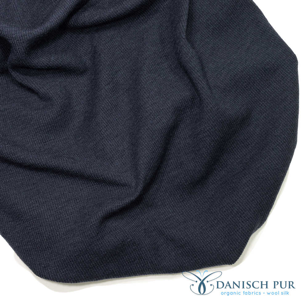 Bio Wollbündchen Kohlrabenblau (kbt, mulesingfrei) Rippe im Schlauch