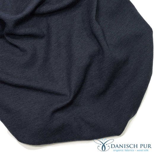 Bio Wollbündchen Kohlrabenblau (kbt, mulesingfrei) Rippe im Schlauch