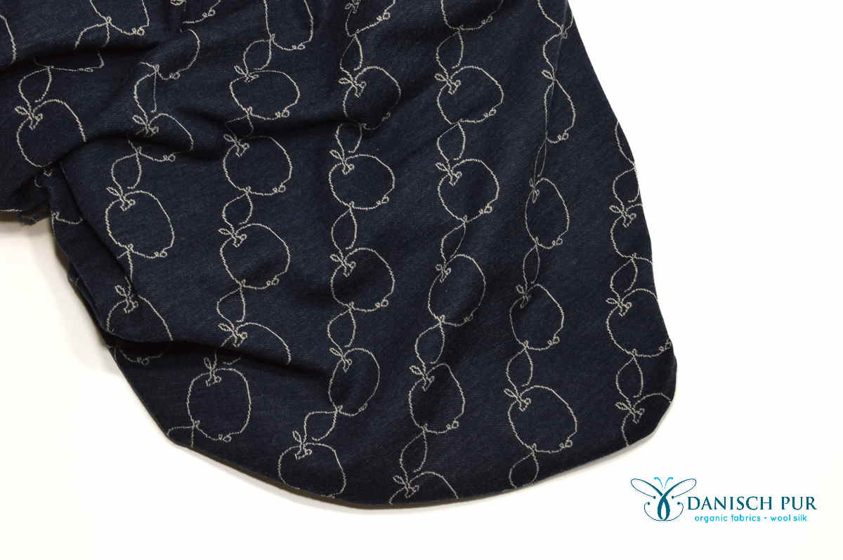 Organic wool jersey jacquard dots on deep sea blue (merino, organic, mulesing-free)