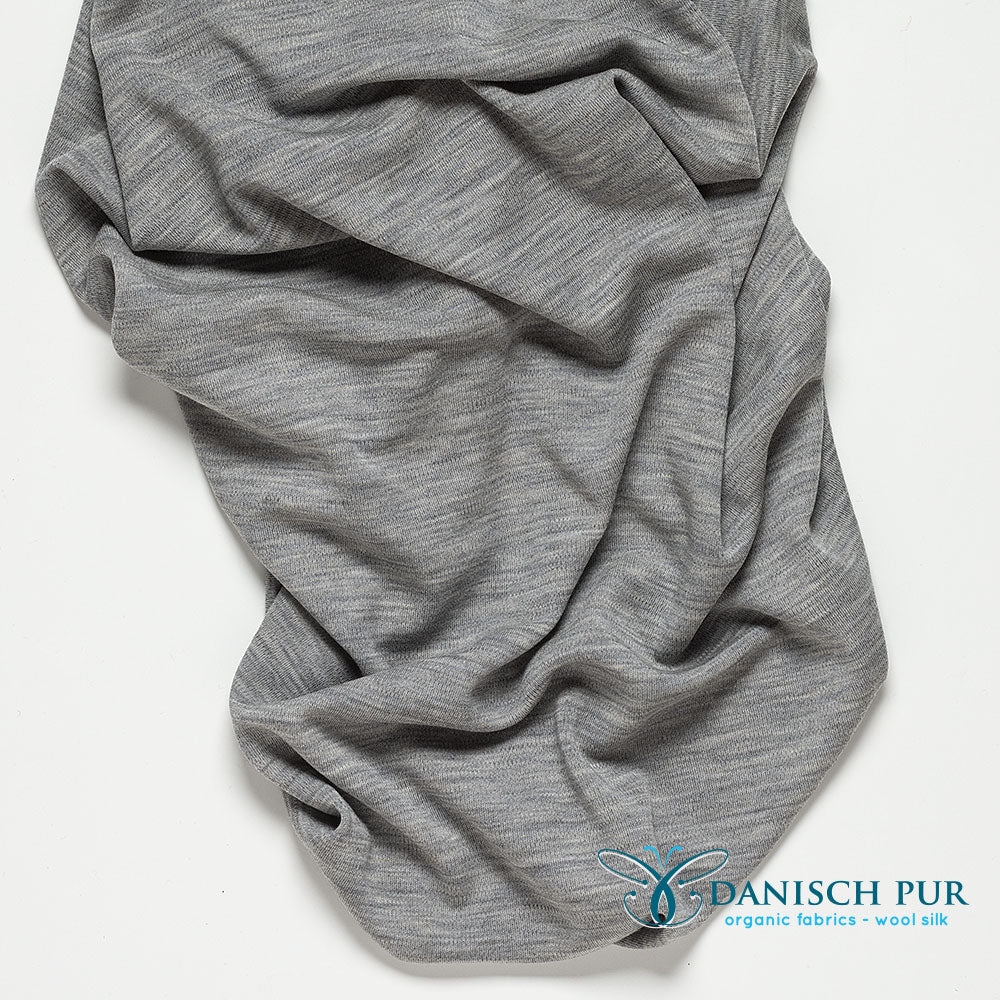 Organic wool jersey gray mottled (merino, organic, mulesing-free)